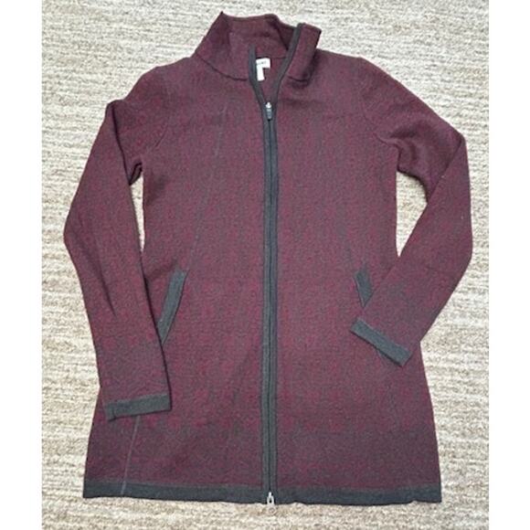 Artisan NY Womens Long Full Double Zipper Long Purple Gray Cardigan Size XS - Picture 1 of 9